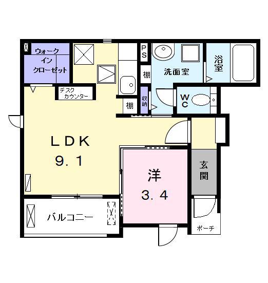 ブルーム(1LDK/1階)の間取り写真