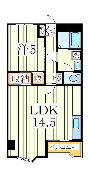 ハイム柏洋(1LDK/4階)の間取り写真