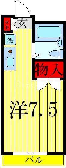 第12ヒカリハイツB(ワンルーム/1階)の間取り写真