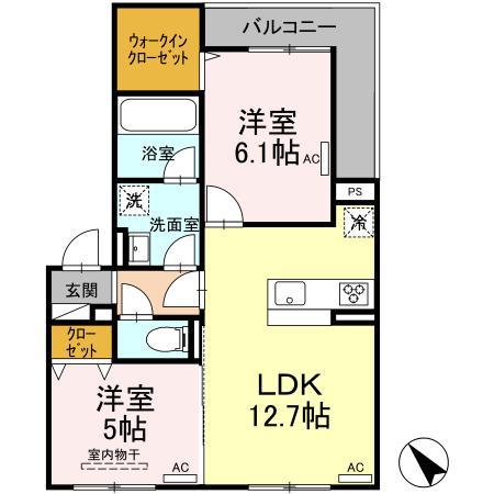 ラ・カーサ・ドルチェ(2LDK/1階)の間取り写真