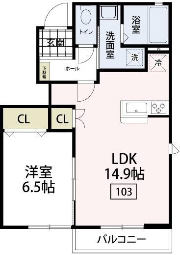エルメゾン南栗原(1LDK/1階)の間取り写真