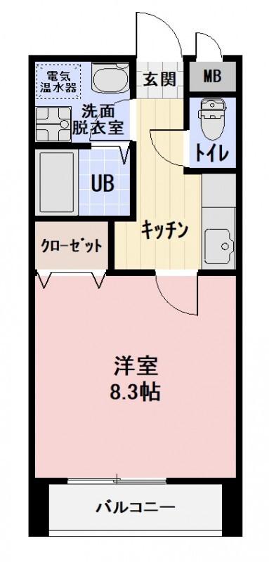 アップサイド日吉B(1K/1階)の間取り写真