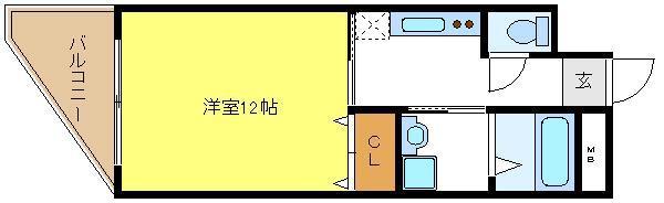 パークサウス(1K/2階)の間取り写真