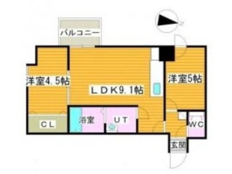 グランドジョラスN6(2DK/9階)の間取り写真