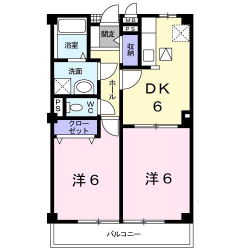 シャインニッチ(2DK/1階)の間取り写真