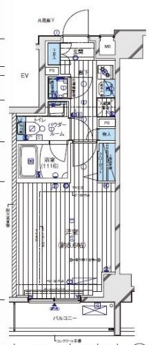 メインステージ北千住VI(1K/4階)の間取り写真