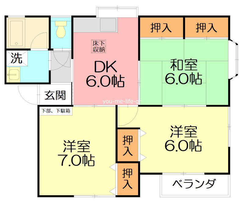ハイツヒロ(3DK/1階)の間取り写真
