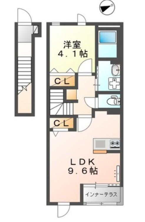 プラナ赤目(1LDK/2階)の間取り写真