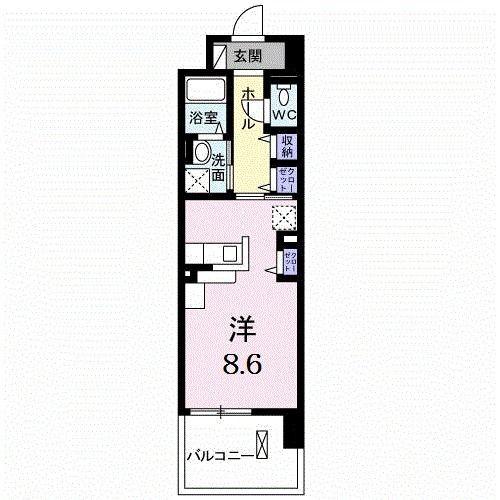 フェリス(1K/6階)の間取り写真