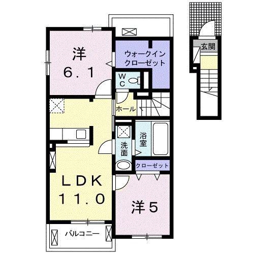 フォレスト・ヴィラI(2LDK/2階)の間取り写真