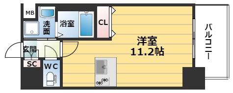 プレサンス扇町駅前(1K/4階)の間取り写真