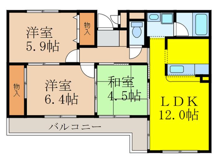 アーバンヴィレッジ香花園(3LDK/2階)の間取り写真