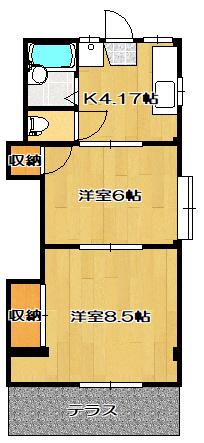 コーポ和気(2K/1階)の間取り写真