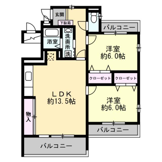 けやきハウス(2LDK/1階)の間取り写真