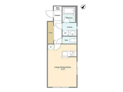 アブソルート白山(ワンルーム/2階)の間取り写真