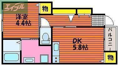 アムール雅(1DK/1階)の間取り写真