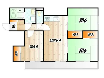 サージュ片野(3LDK/3階)の間取り写真