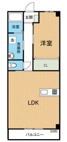 ヴィラヒルズ小山(1LDK/2階)の間取り写真