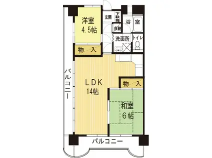 リファレンス千現(2LDK/4階)の間取り写真