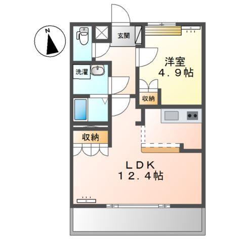 JR両毛線 伊勢崎駅 徒歩52分 2階建 築20年(1LDK/2階)の間取り写真