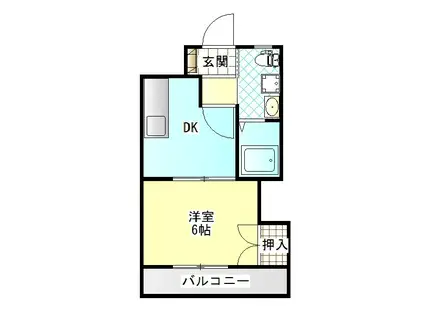 コーポ中之庄(1DK/1階)の間取り写真