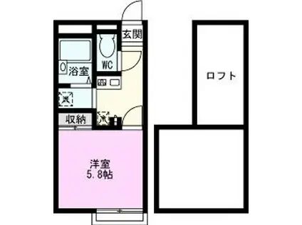 ヴィルヌーブ(1K/1階)の間取り写真