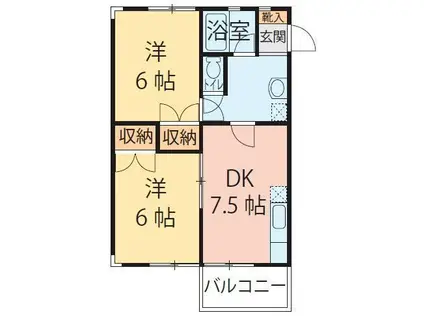 ナチュール西田(2DK/4階)の間取り写真