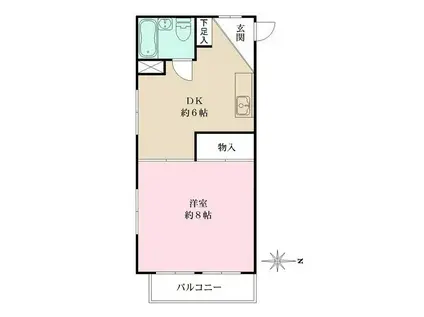 コアサビル(1DK/2階)の間取り写真