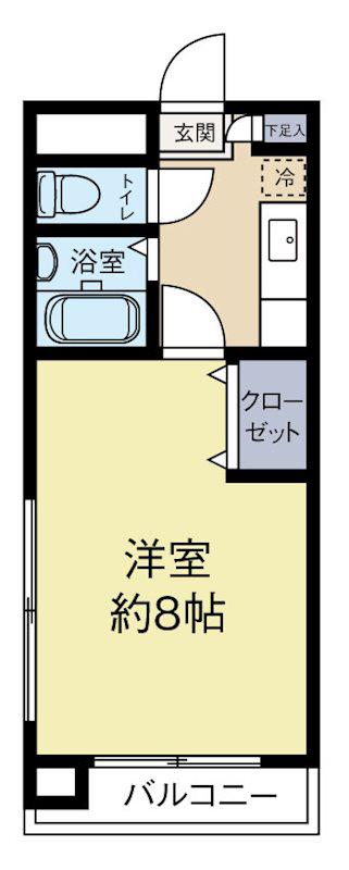 大都ビル(1K/2階)の間取り写真
