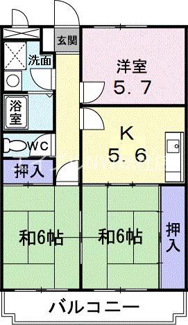 ニューマリッチ笹沖(3K/3階)の間取り写真