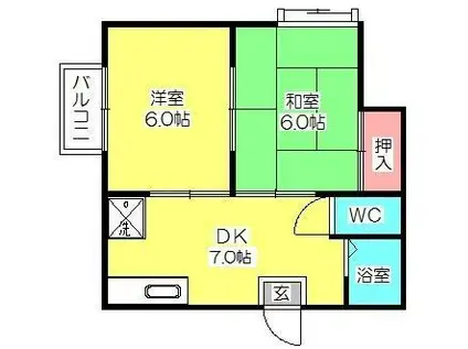 ファーストイン パレスハウス(2DK/1階)の間取り写真