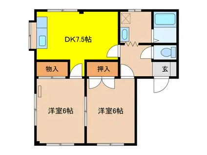 ハイデンツ玉戸(2DK/1階)の間取り写真