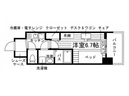 学生会館 アデグランツ植田(1K/6階)の間取り写真