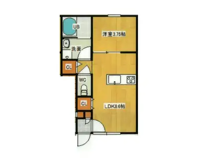 ルナビアンカタカギB(1LDK/1階)の間取り写真