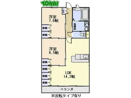 GRANDEUR(2LDK/1階)の間取り写真