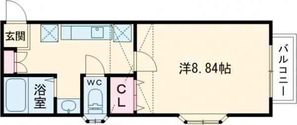 クレセール南吉成弐番館(1K/1階)の間取り写真