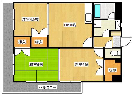 メゾン原II(3DK/9階)の間取り写真