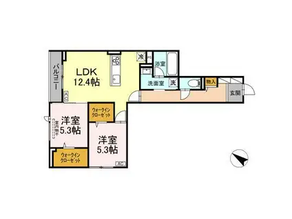 ボンメゾン東福山(2LDK/2階)の間取り写真