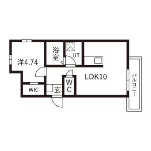 青葉と春色のフェリーチェ(1LDK/2階)の間取り写真