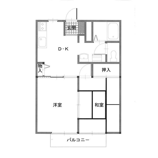 アメニティハイツ大沢(2DK/2階)の間取り写真
