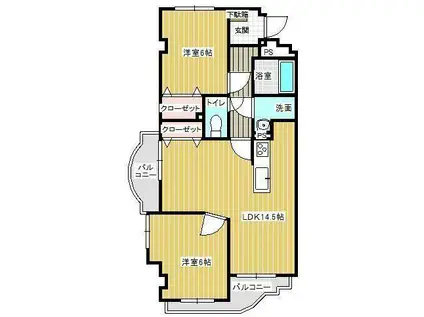 グランディール(2LDK/2階)の間取り写真