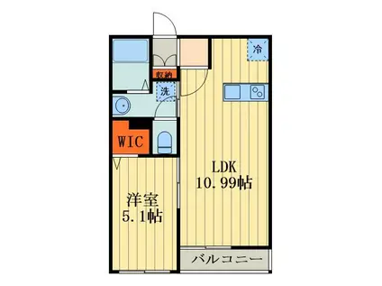タウンフィールドIII(1LDK/2階)の間取り写真