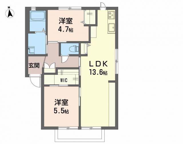 シルエット野口 B(2LDK/2階)の間取り写真