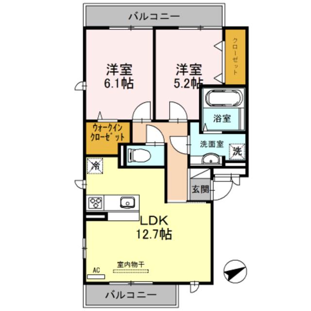 SUNVEIL・K(2LDK/1階)の間取り写真