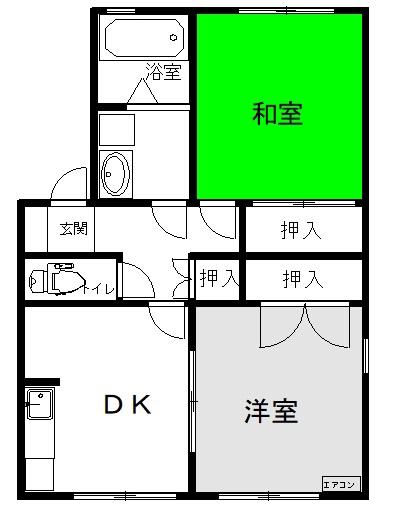 ハイネス瀬山A(2DK/2階)の間取り写真