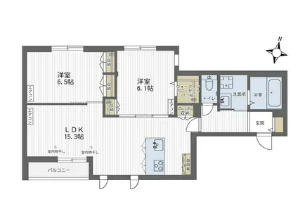 シェトワさいたま新都心(2LDK/2階)の間取り写真