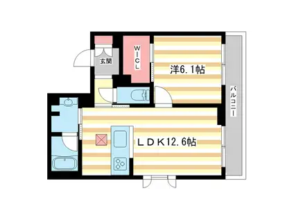 グラン フェリシア(1LDK/1階)の間取り写真