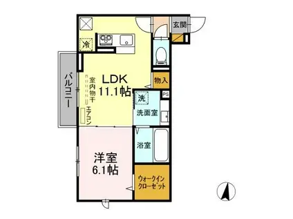 FOREST A(1LDK/1階)の間取り写真