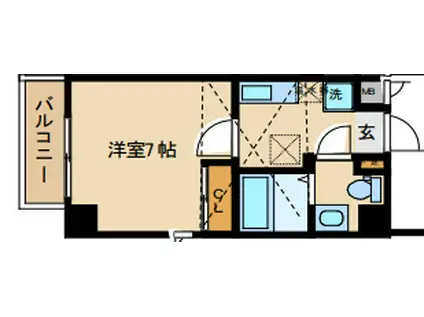 ラ・フォーレ東野田(1K/7階)の間取り写真