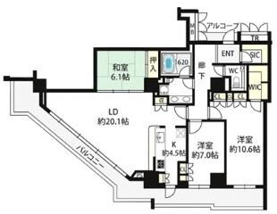 アップルタワー大阪谷町(3LDK/28階)の間取り写真